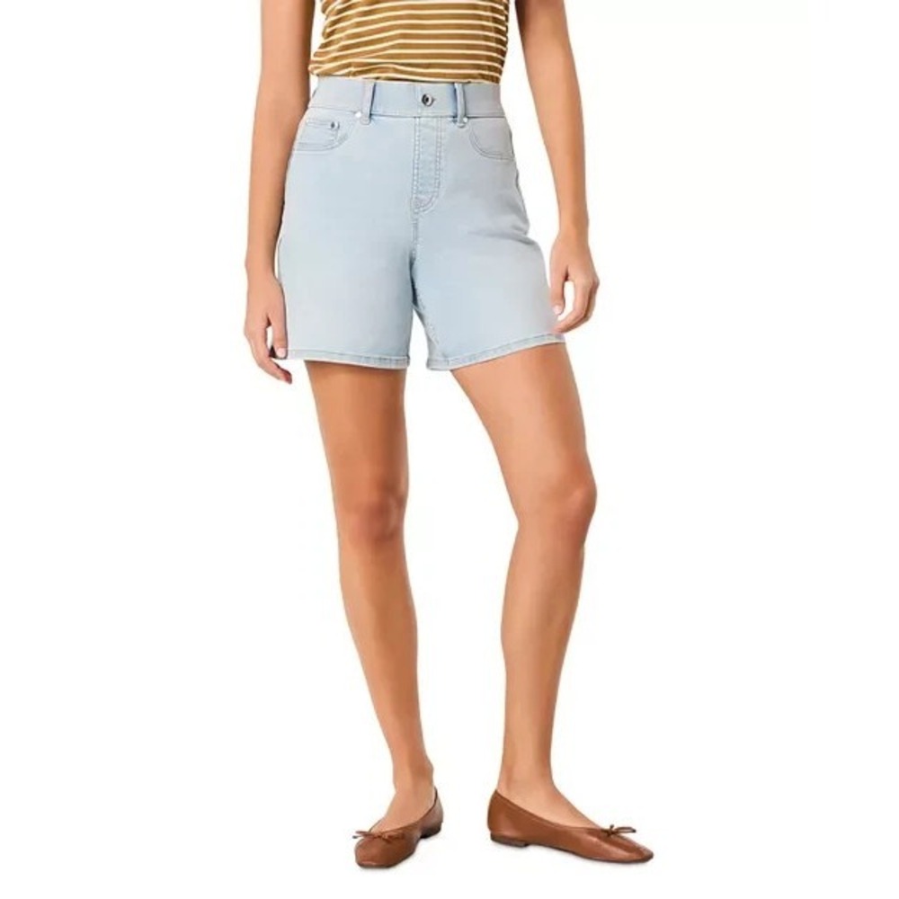 SPANX Pull On High Waist Denim Shorts 7"‎ Womens Small Turner Wash 21416R